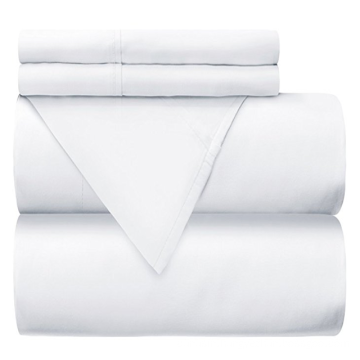 500 Thread Count 100% Cotton Bed Sheet Set, Pure White Full Bed Sheets 4 Piece Set,